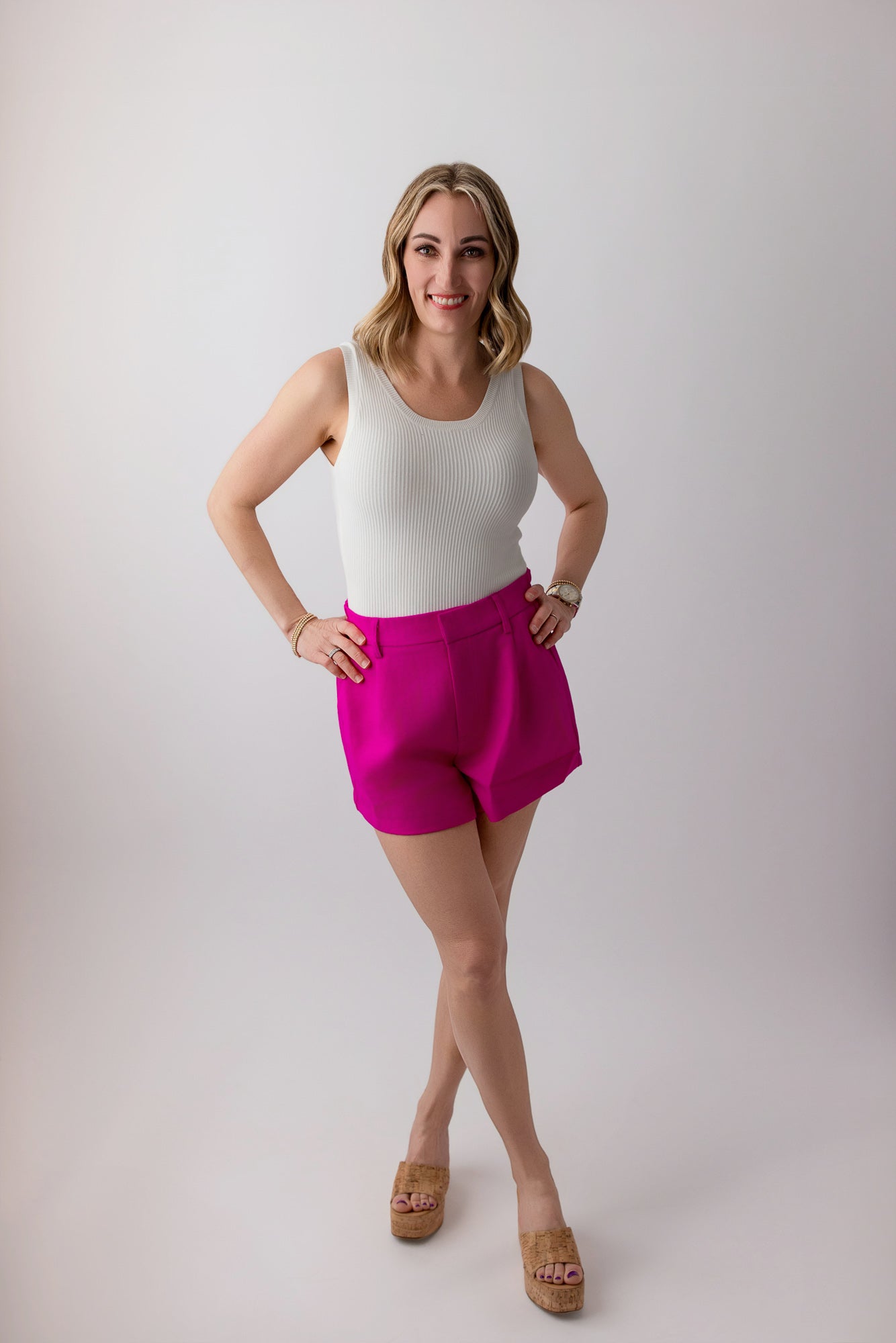 High Waist Shorts in Magenta