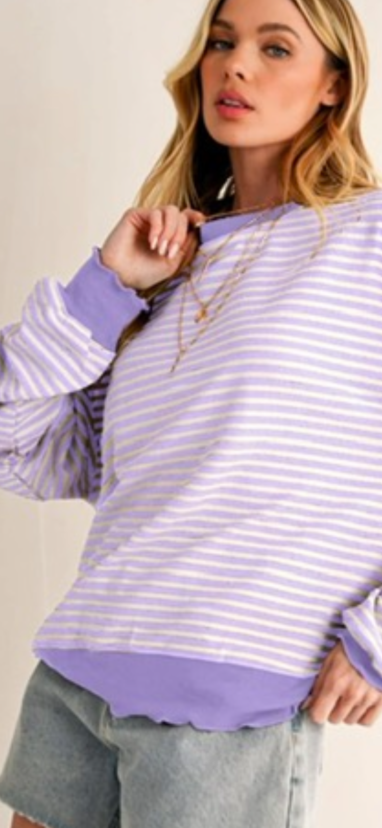 Striped Lavender Top