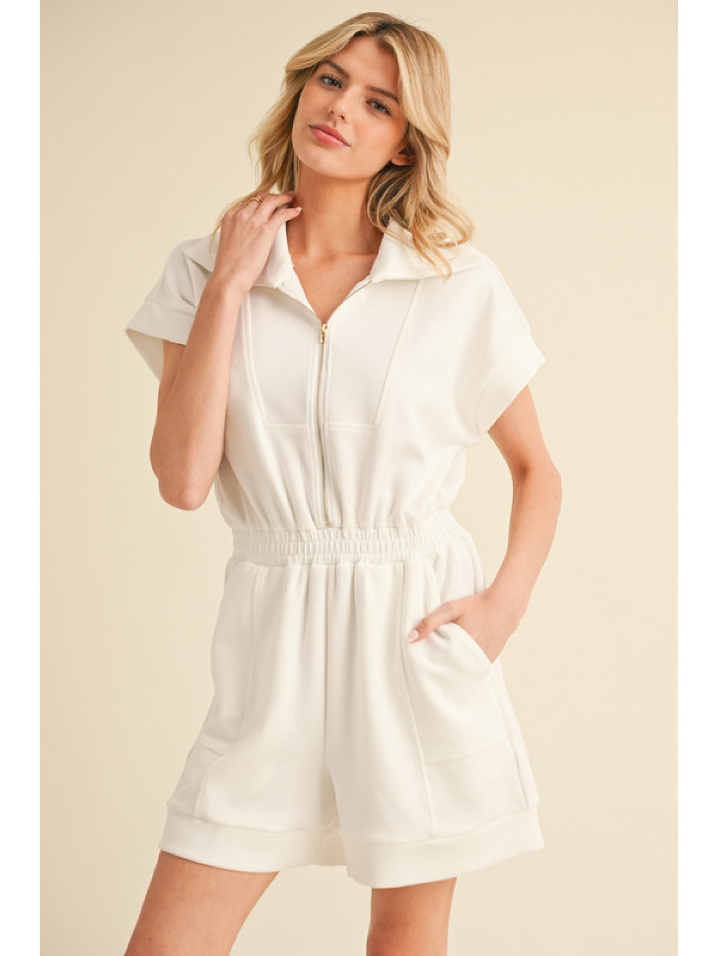 Zip Jumpsuit in white