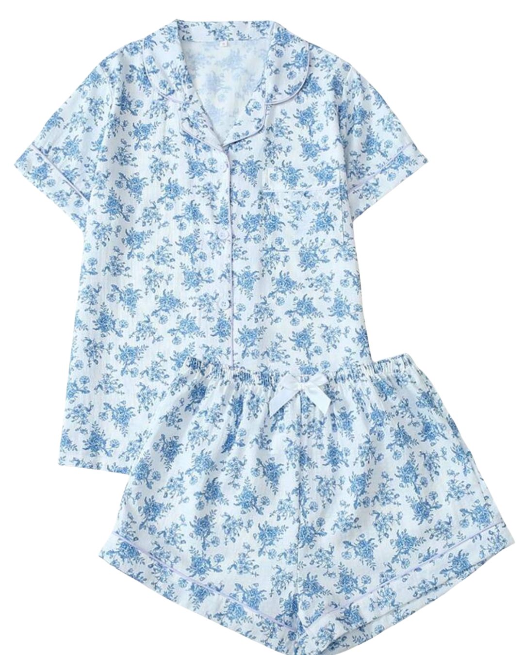 Blue Floral Pajama Set