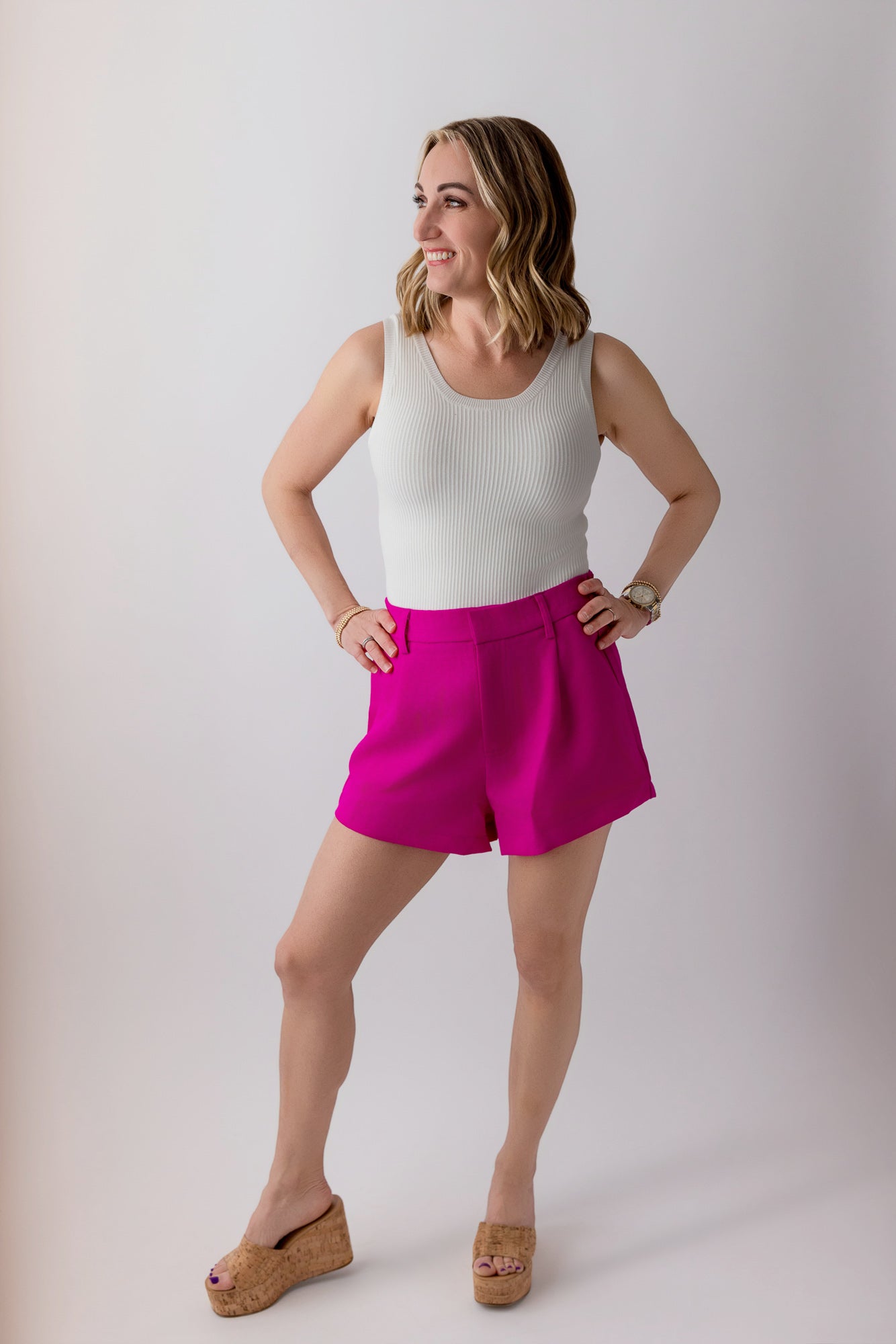 High Waist Shorts in Magenta