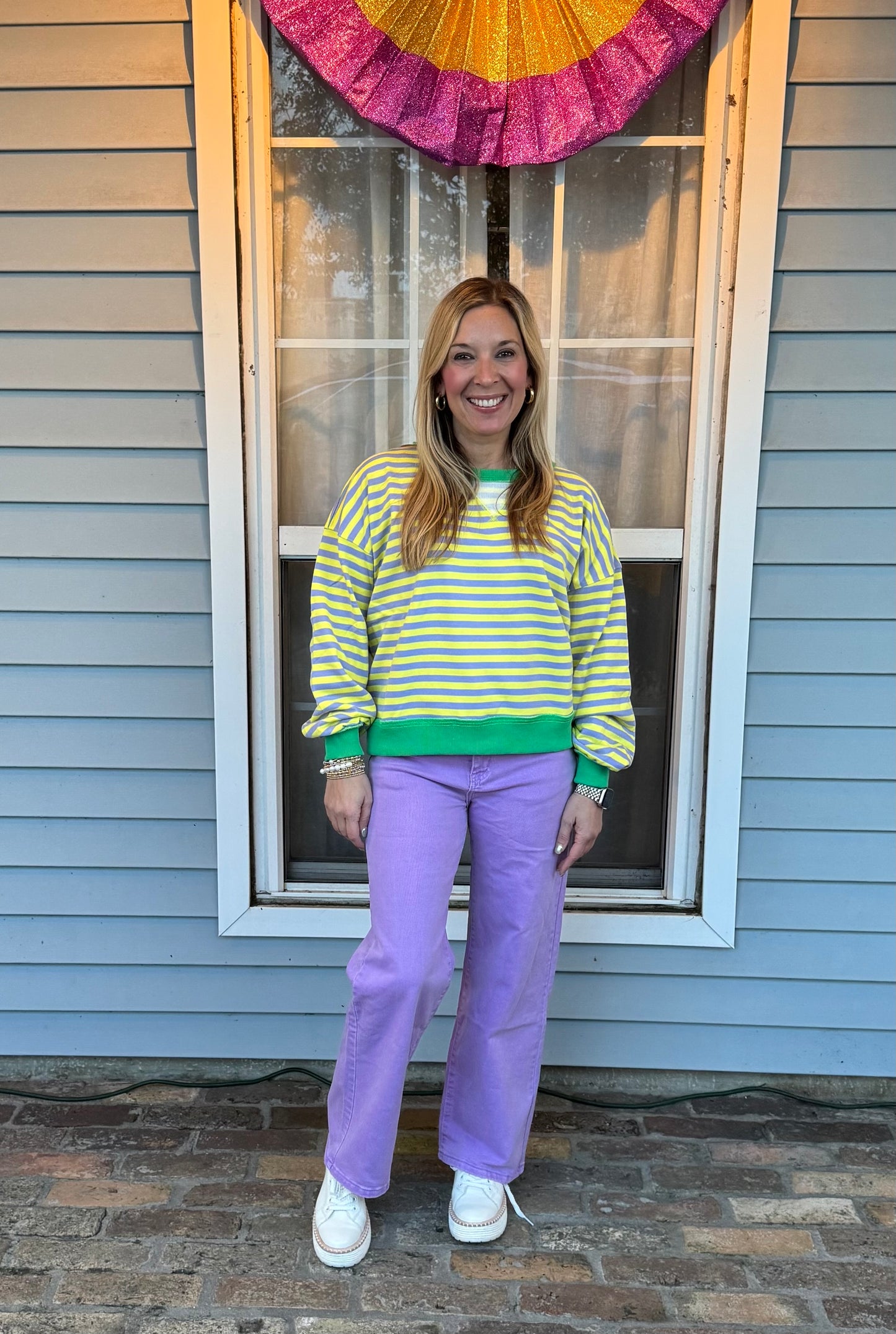 Mardi Gras Striped Sweatshirt