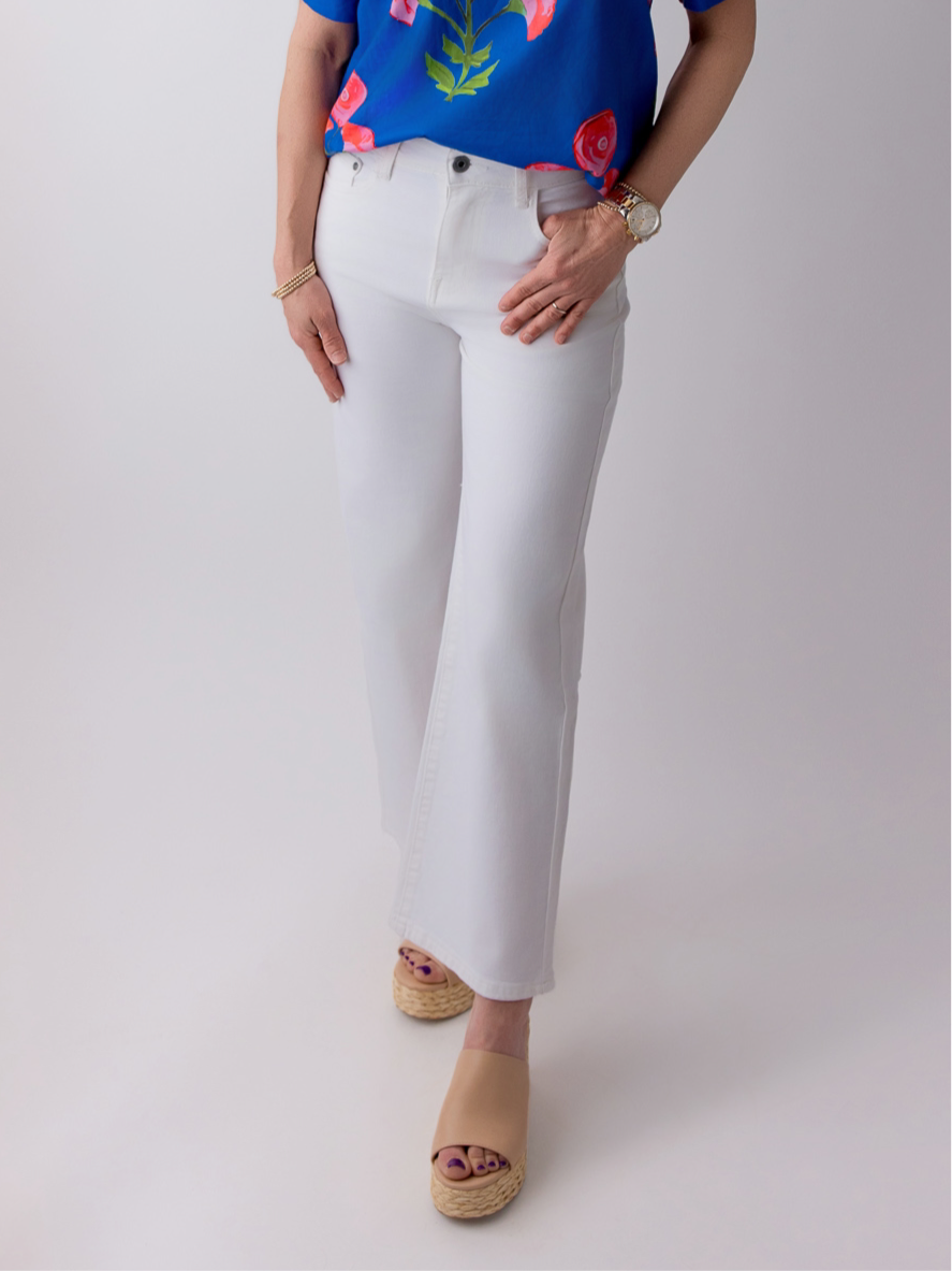 White Wide Leg Crop Denim