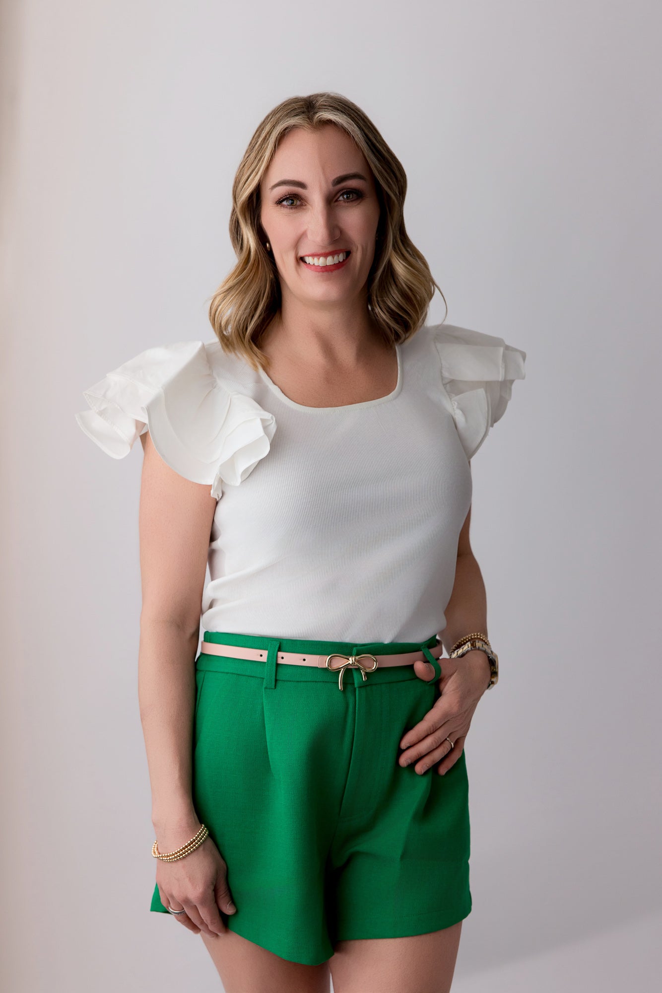 High Waist Shorts in Kelly Green