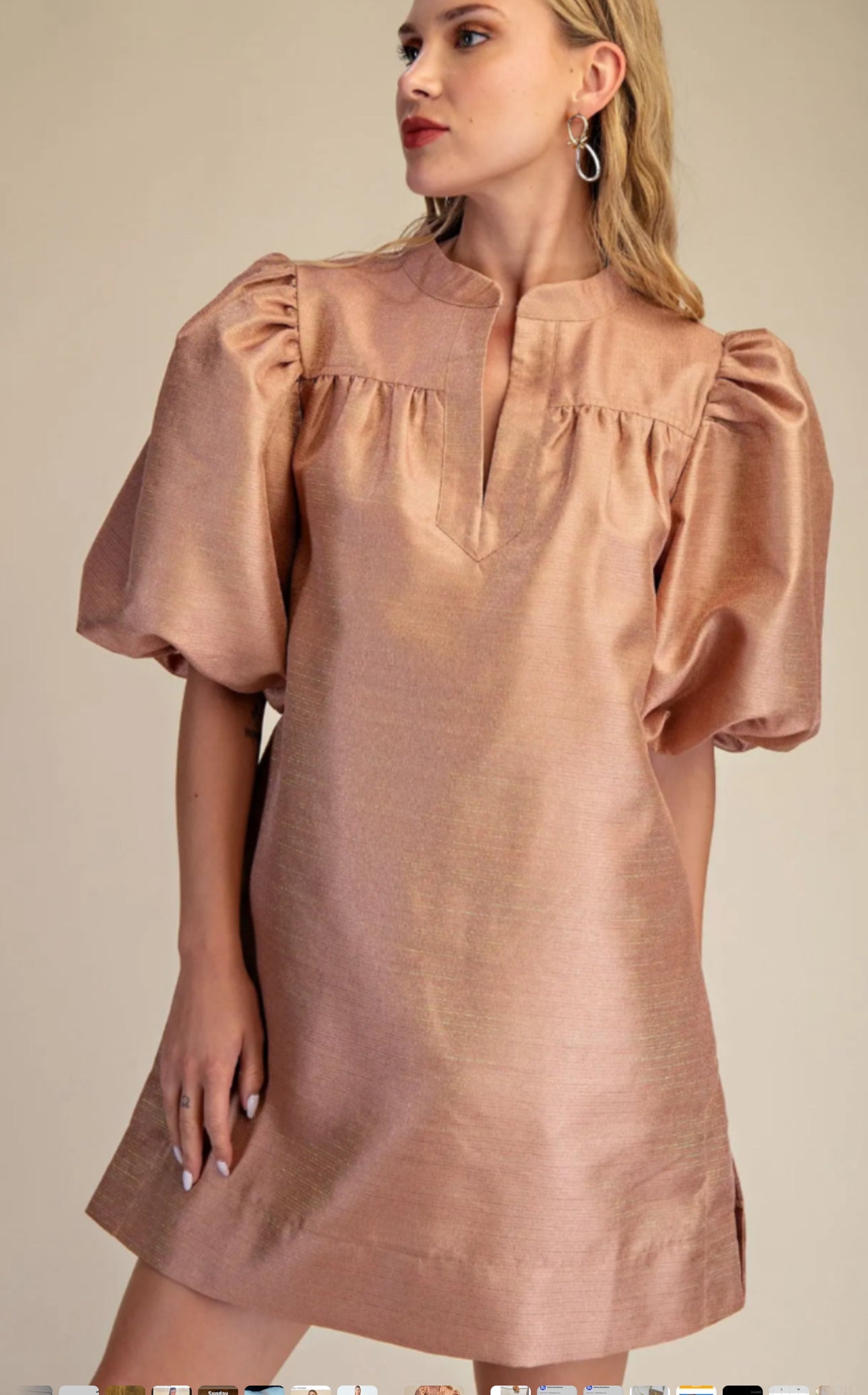 Puff Sleeve Bronze Dress