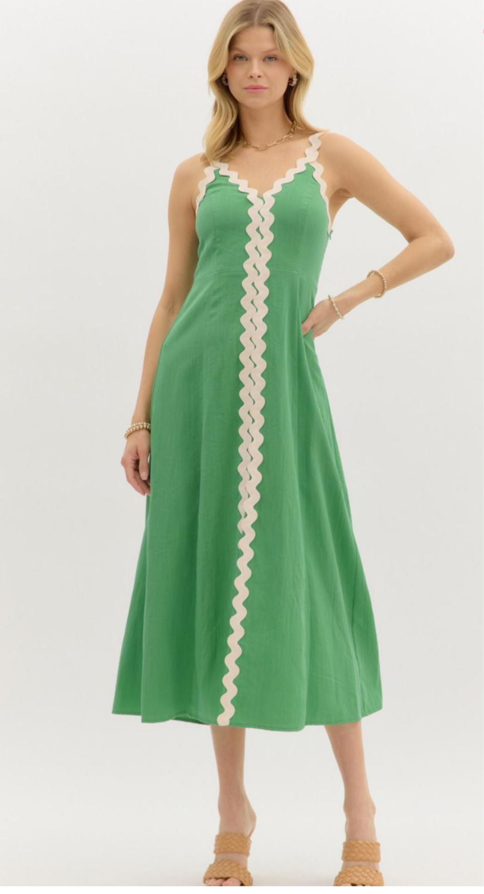 Green Scalloped Midi