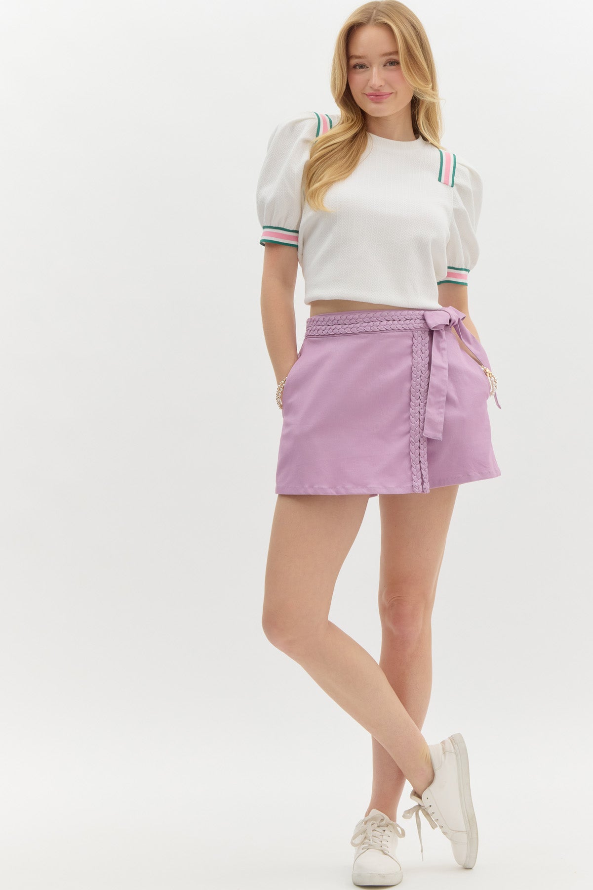 Lavender Wrap Skort with Braided Detail