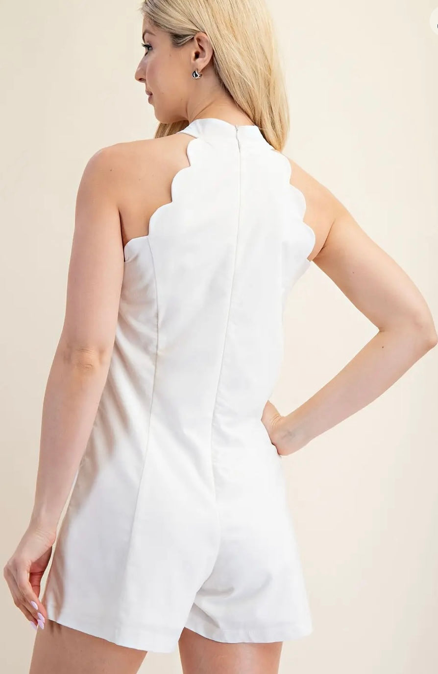 White Scalloped Romper