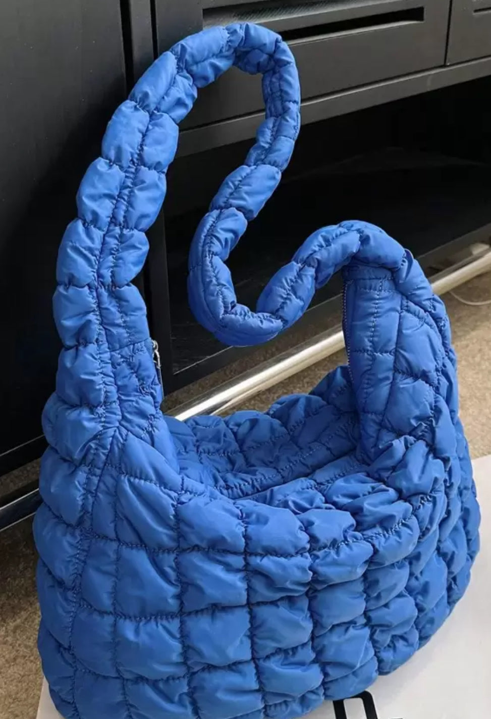 Blue Quilted Hobo Bag