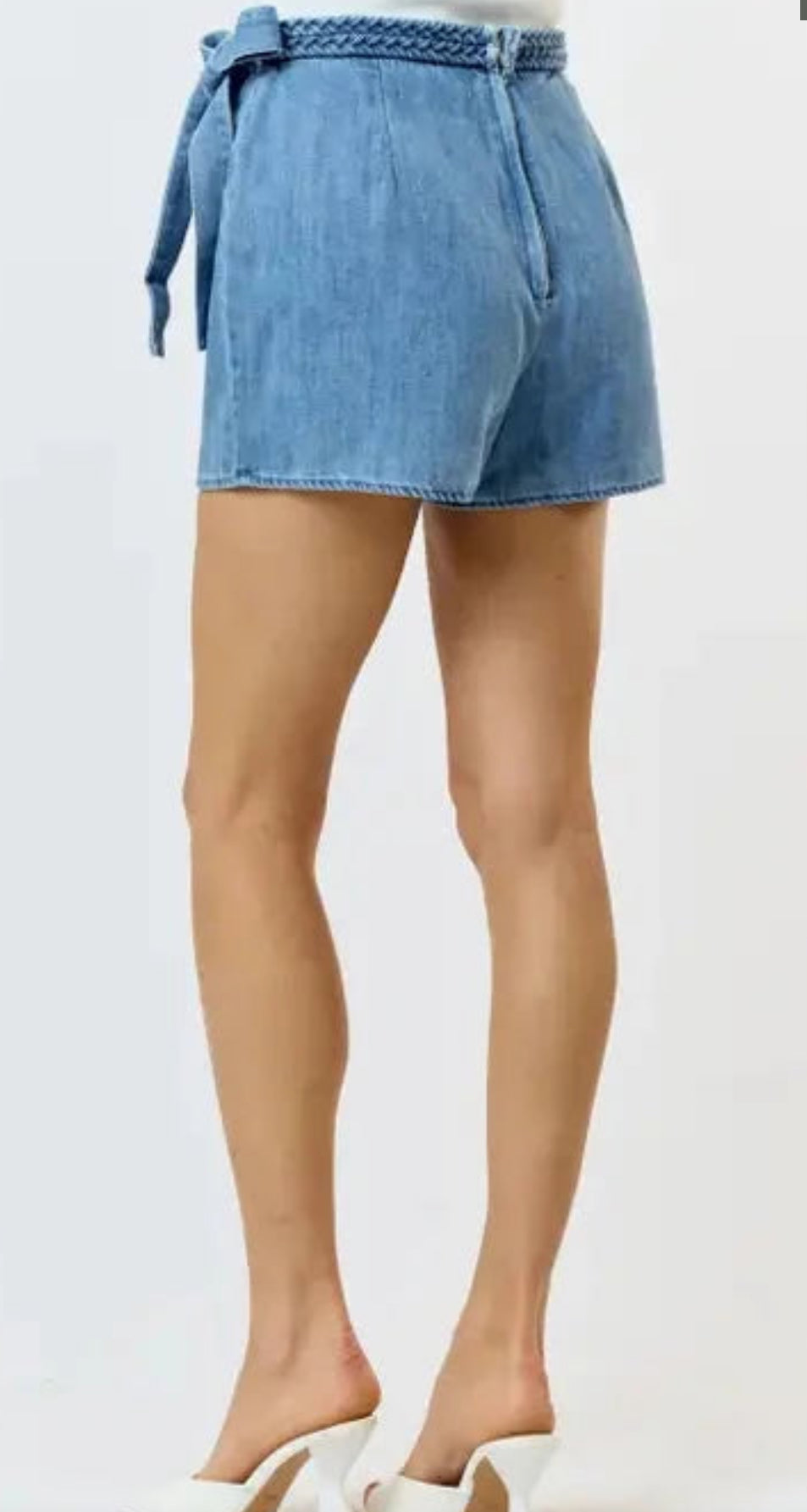 Braided Denim Tie Wrapped Skort
