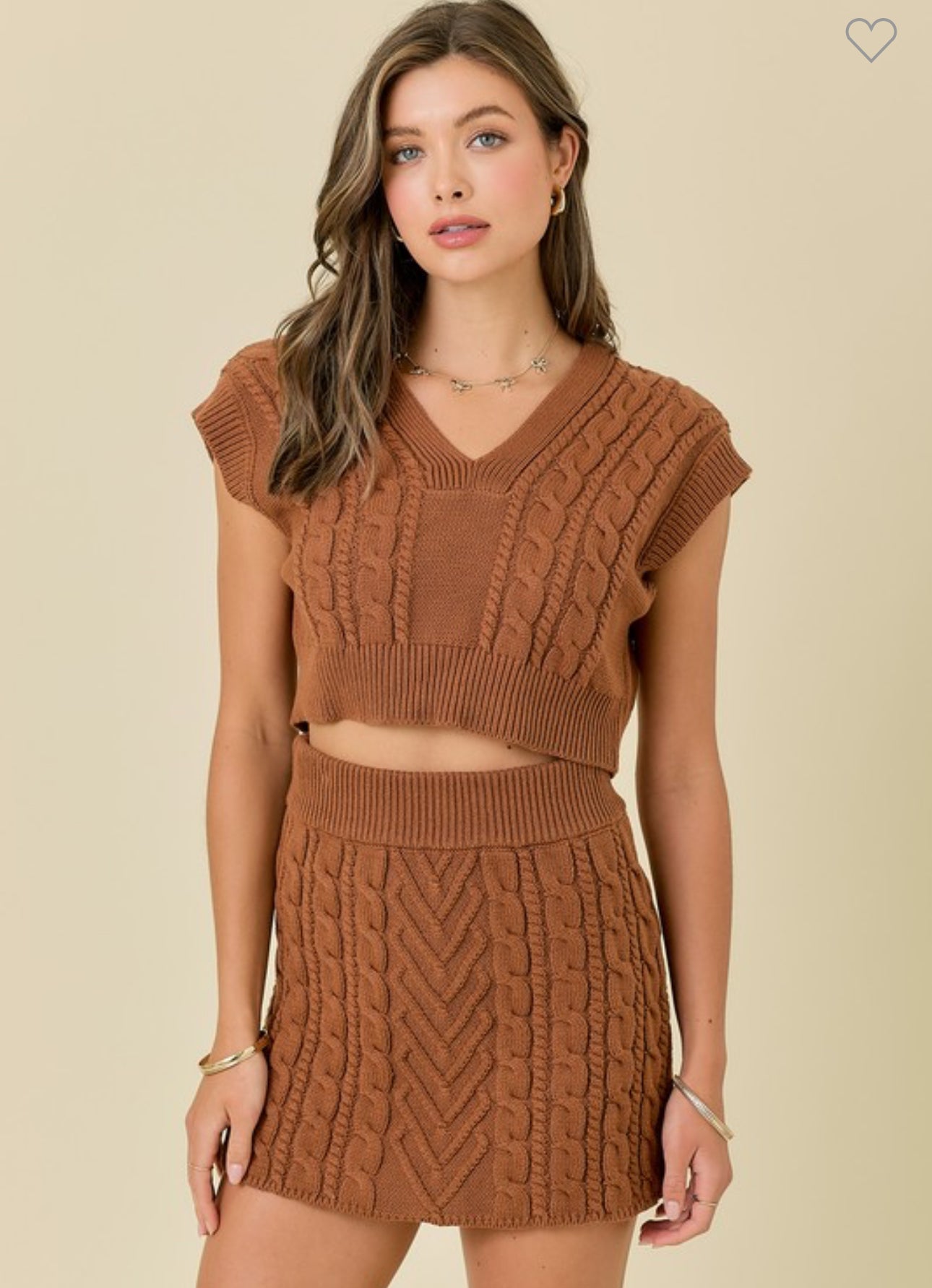 Brown Sweater Skirt Set
