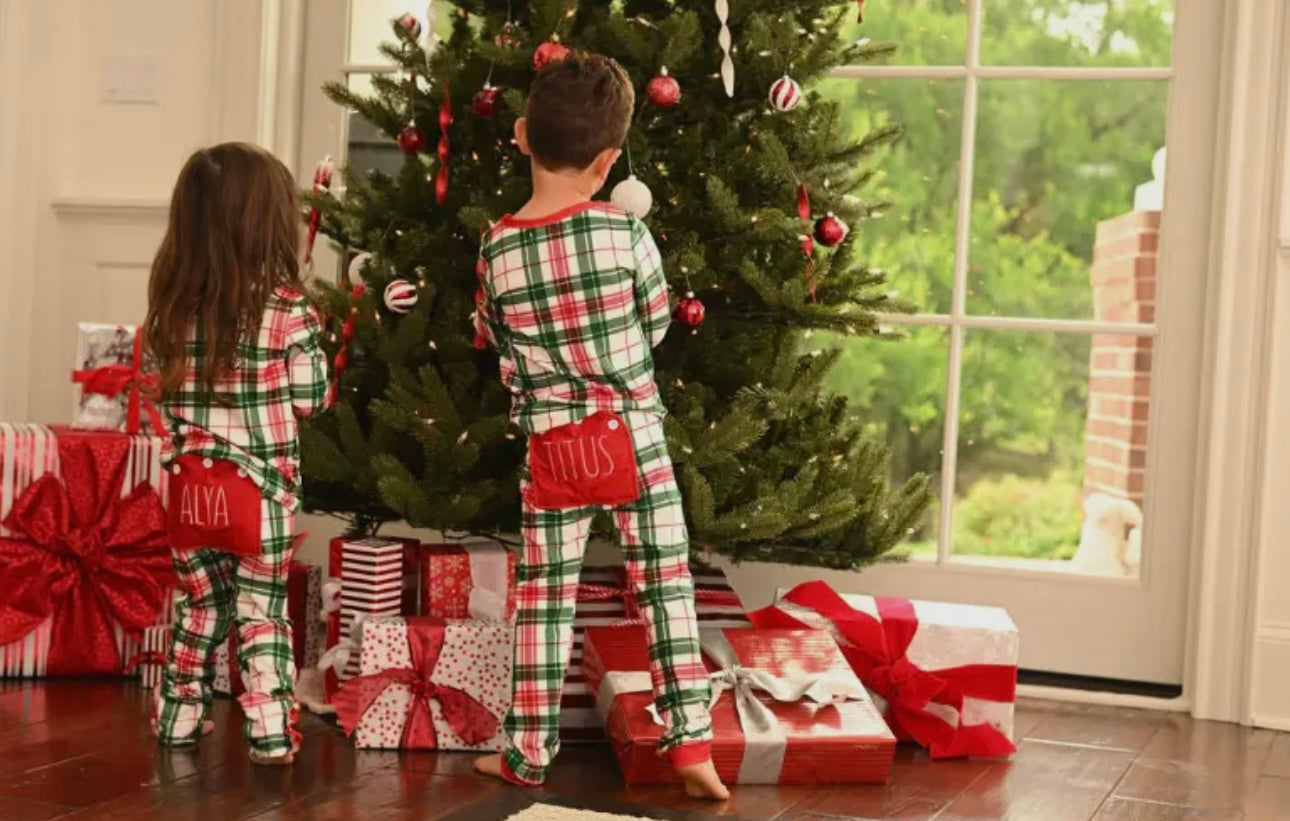 Children’s Christmas Plaid Onsie with Buttflap