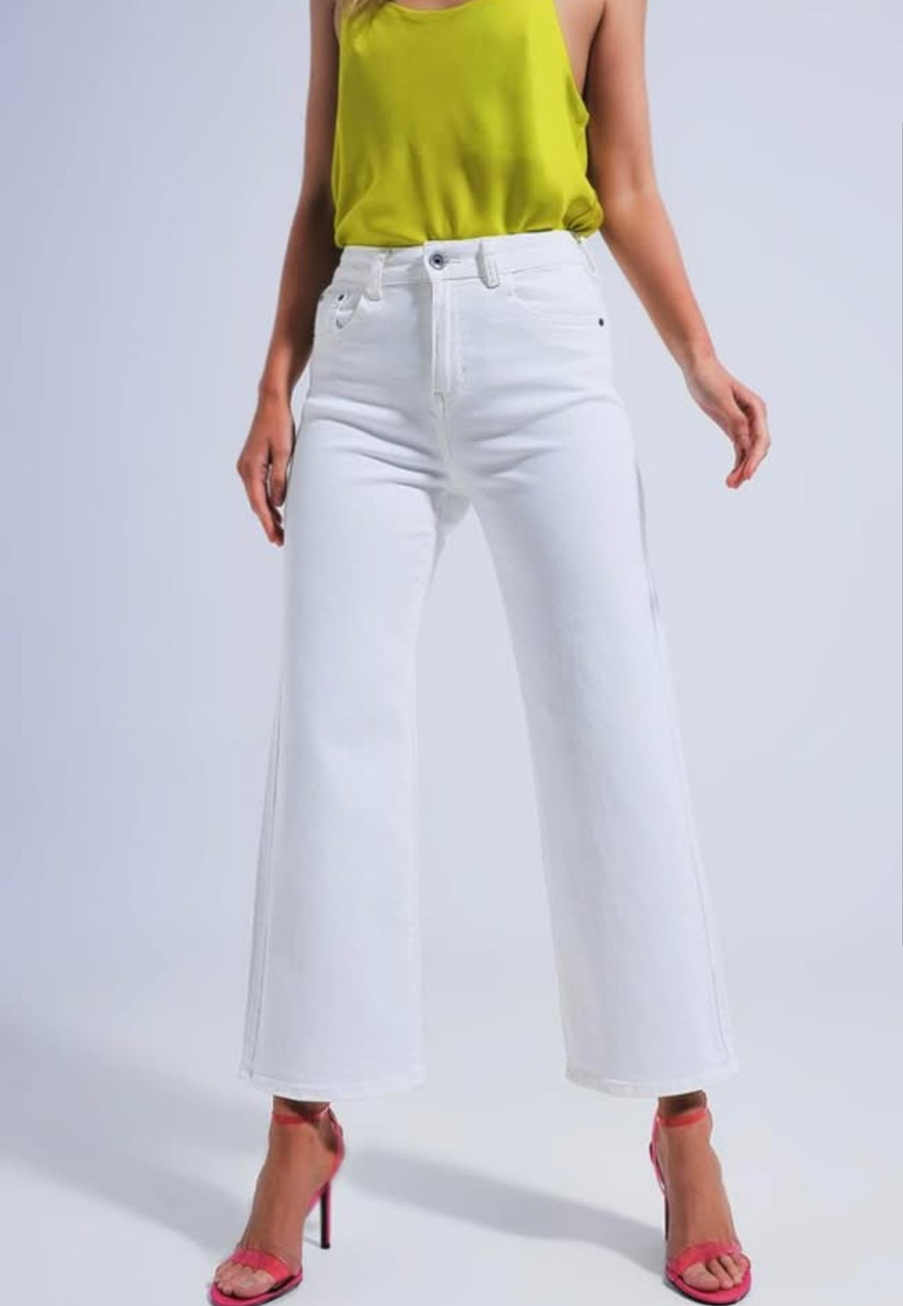 White Wide Leg Crop Denim