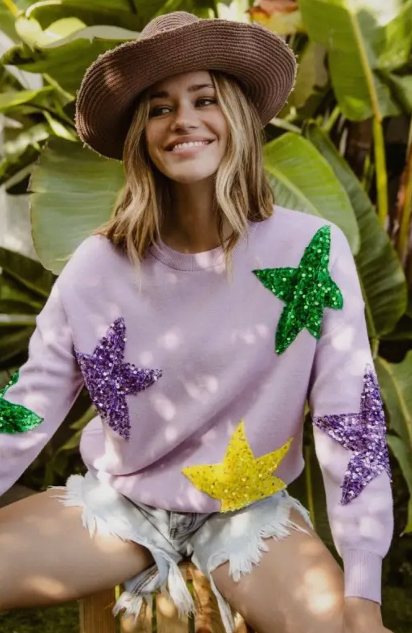 Mardi Gras Star Sweater