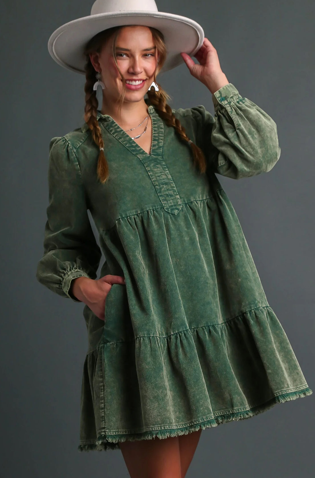 Mineral Wash Corduroy Dress