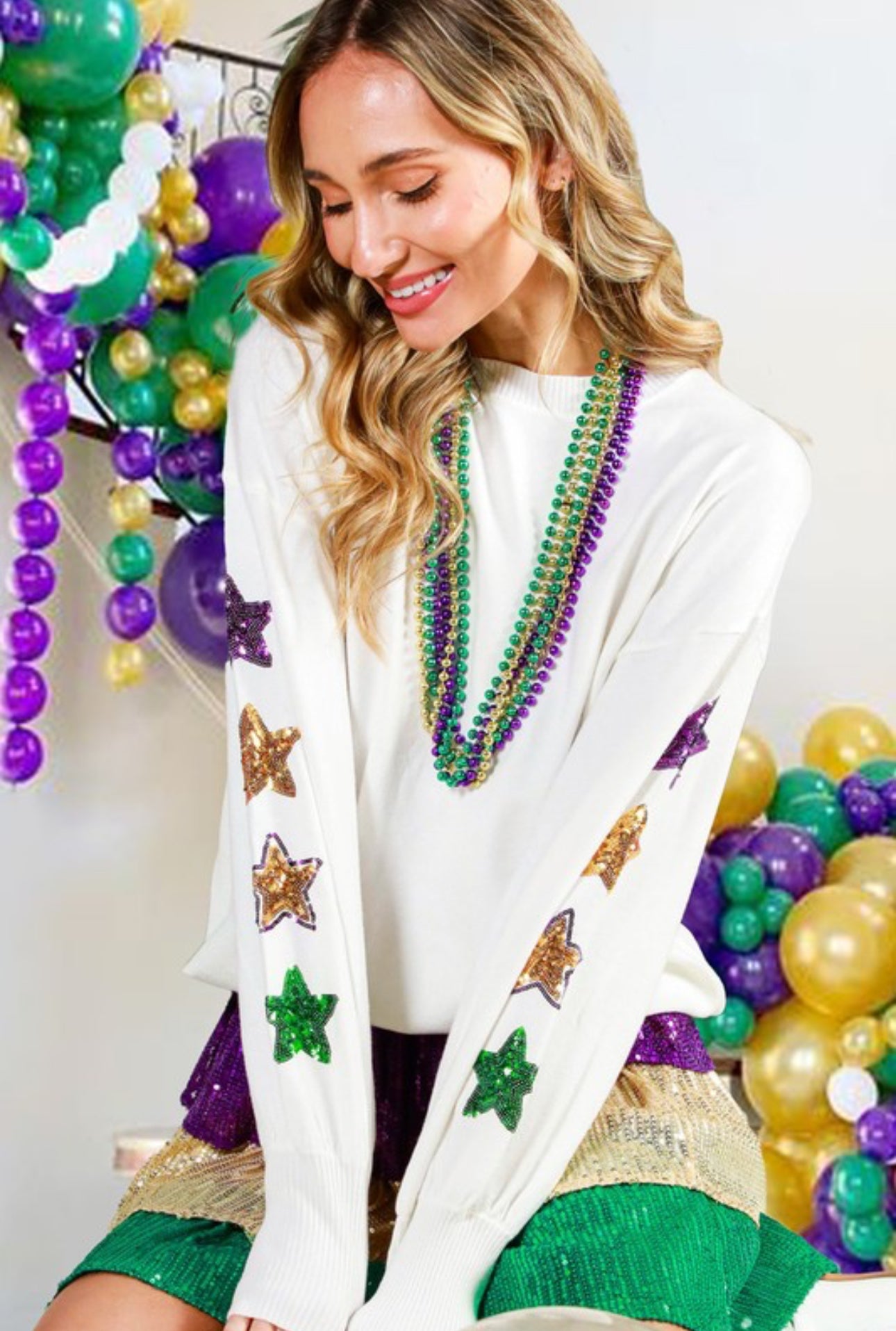Star Sleeve Mardi Sweater