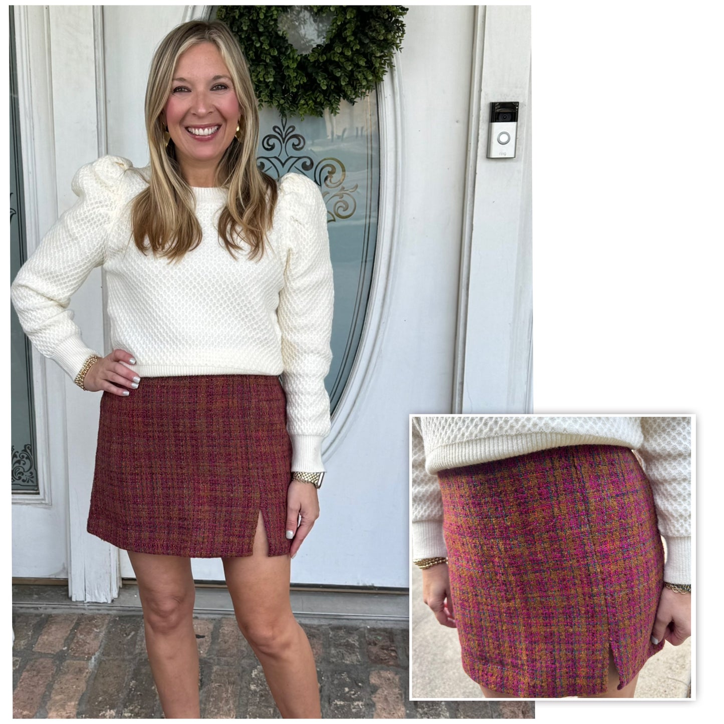 Puff Shoulder Textured Sweater