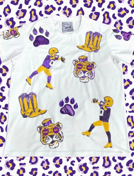 LSU Football Sparkle Top
