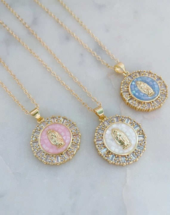 Cream Gold Virgin Mother Necklace