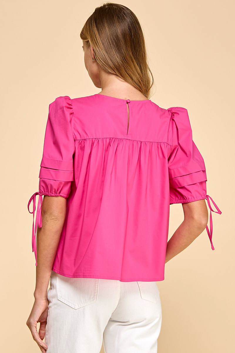 Magenta Pleated Top