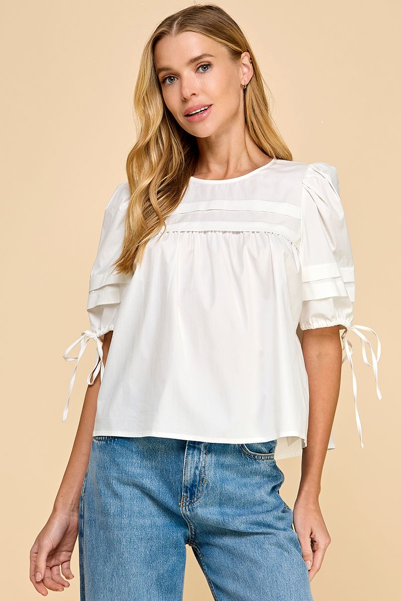 White Pleated Top