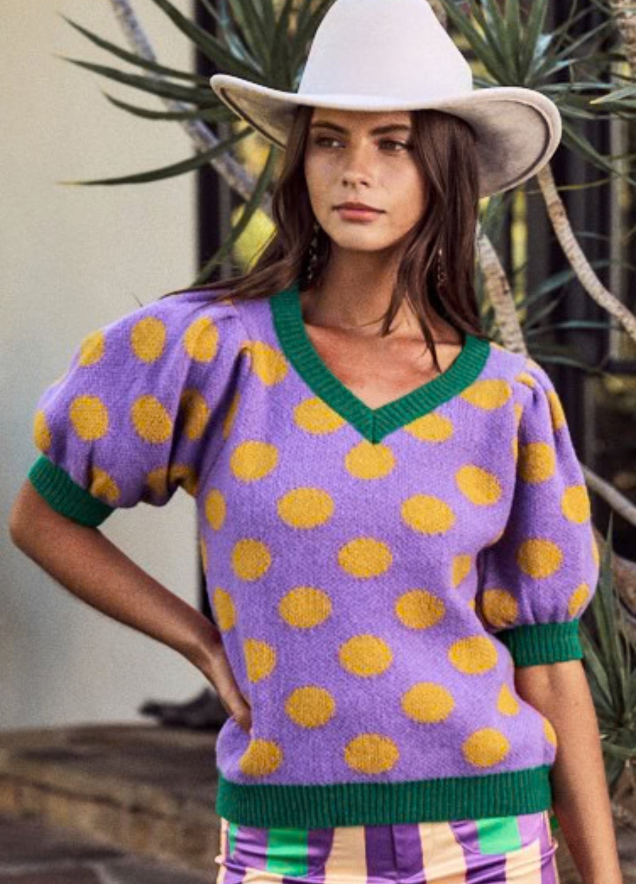 Purple Polka Dot Mardi Gras Sweater