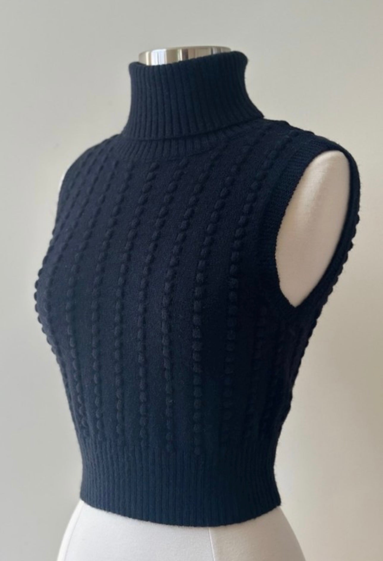 Sleeveless High Collar Sweater