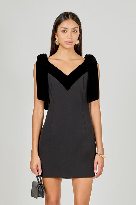 Velvet Detail Mini Dress