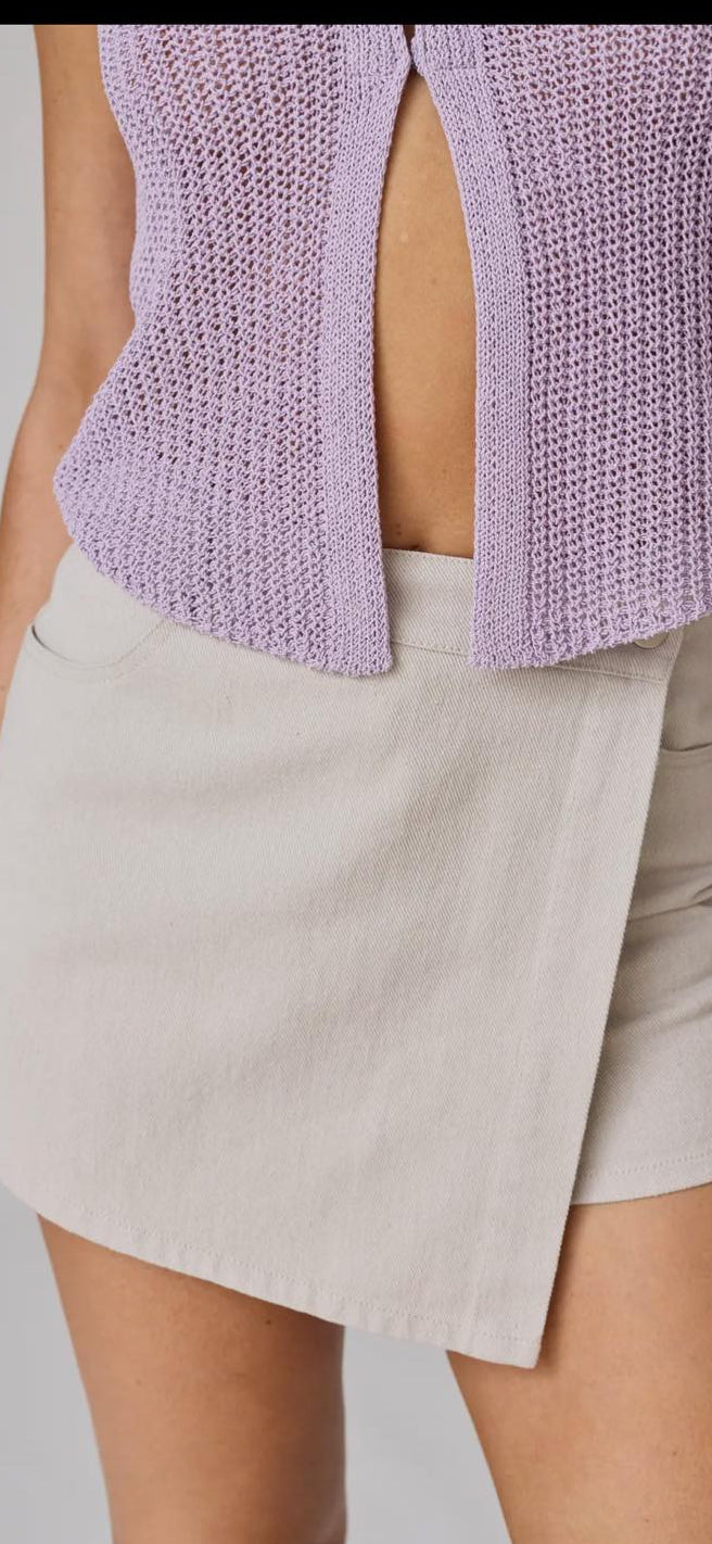 Gray Denim Wrap Skort