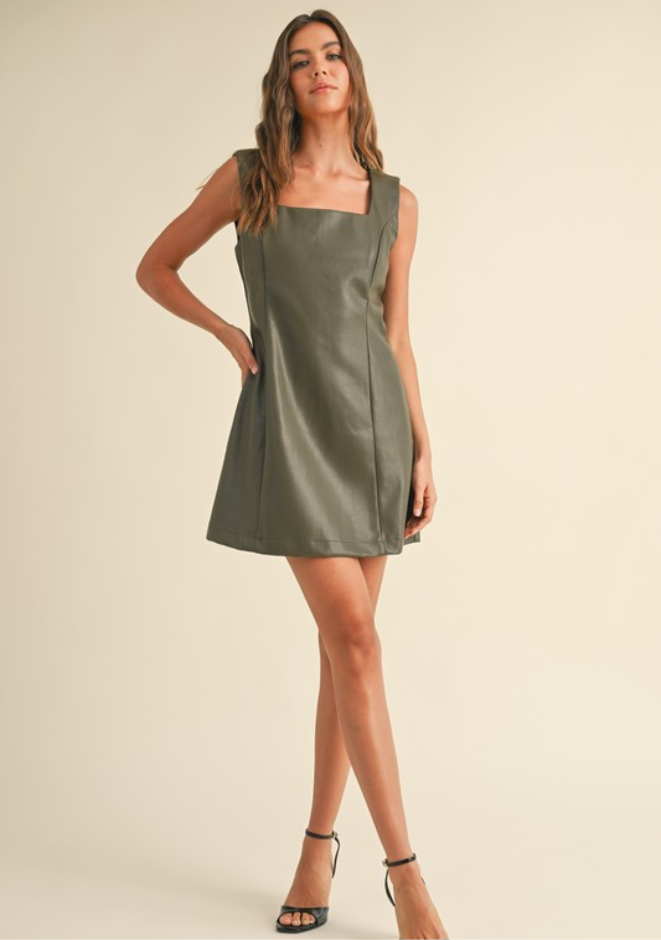 Olive Square Neck Olive Dress