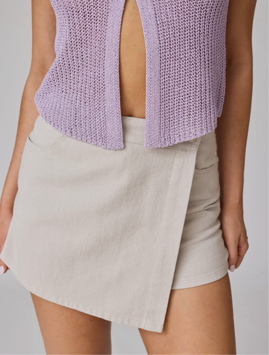 Gray Denim Wrap Skort