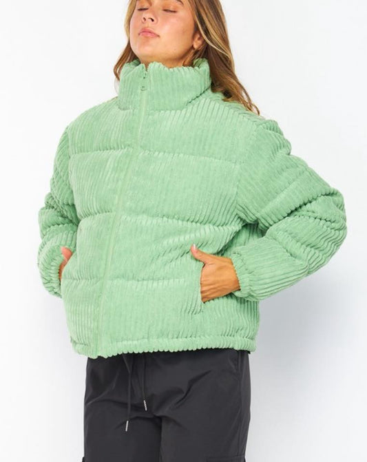 Green Corduroy Puffer Jacket