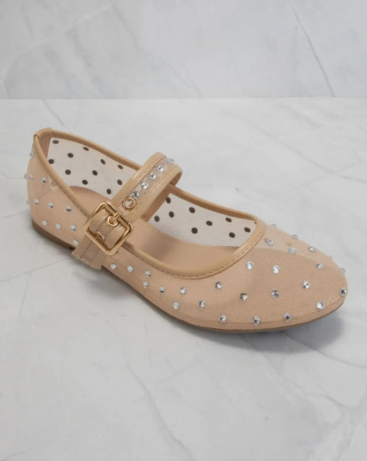 Studded Mary Jane Mesh Flats