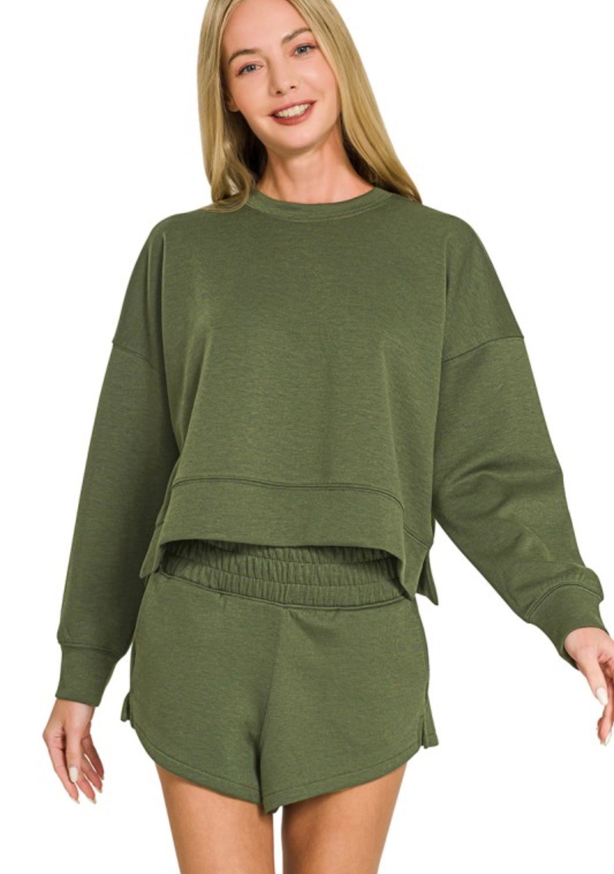 Olive Scuba Short Set