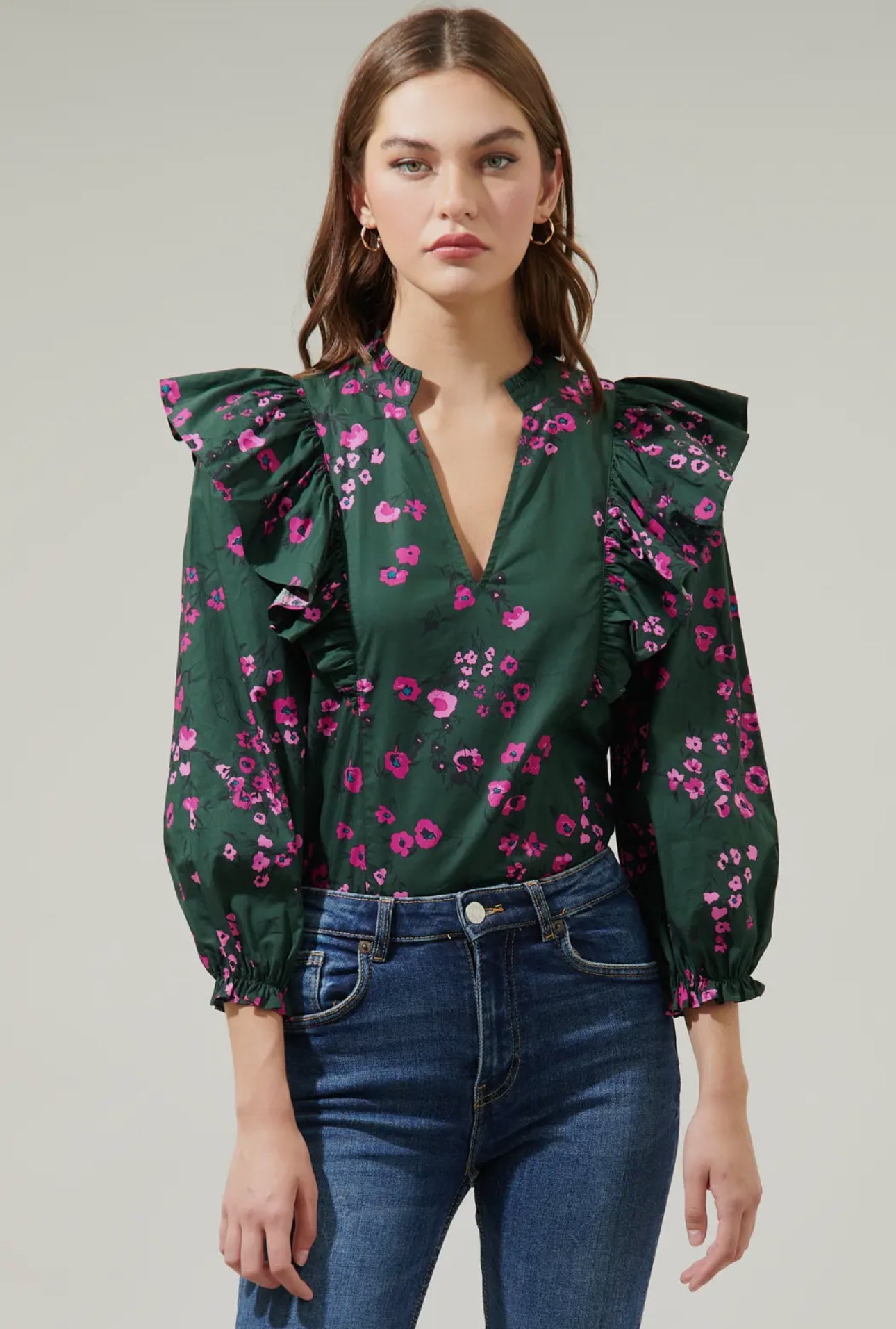 Floral Ruffle Blouse