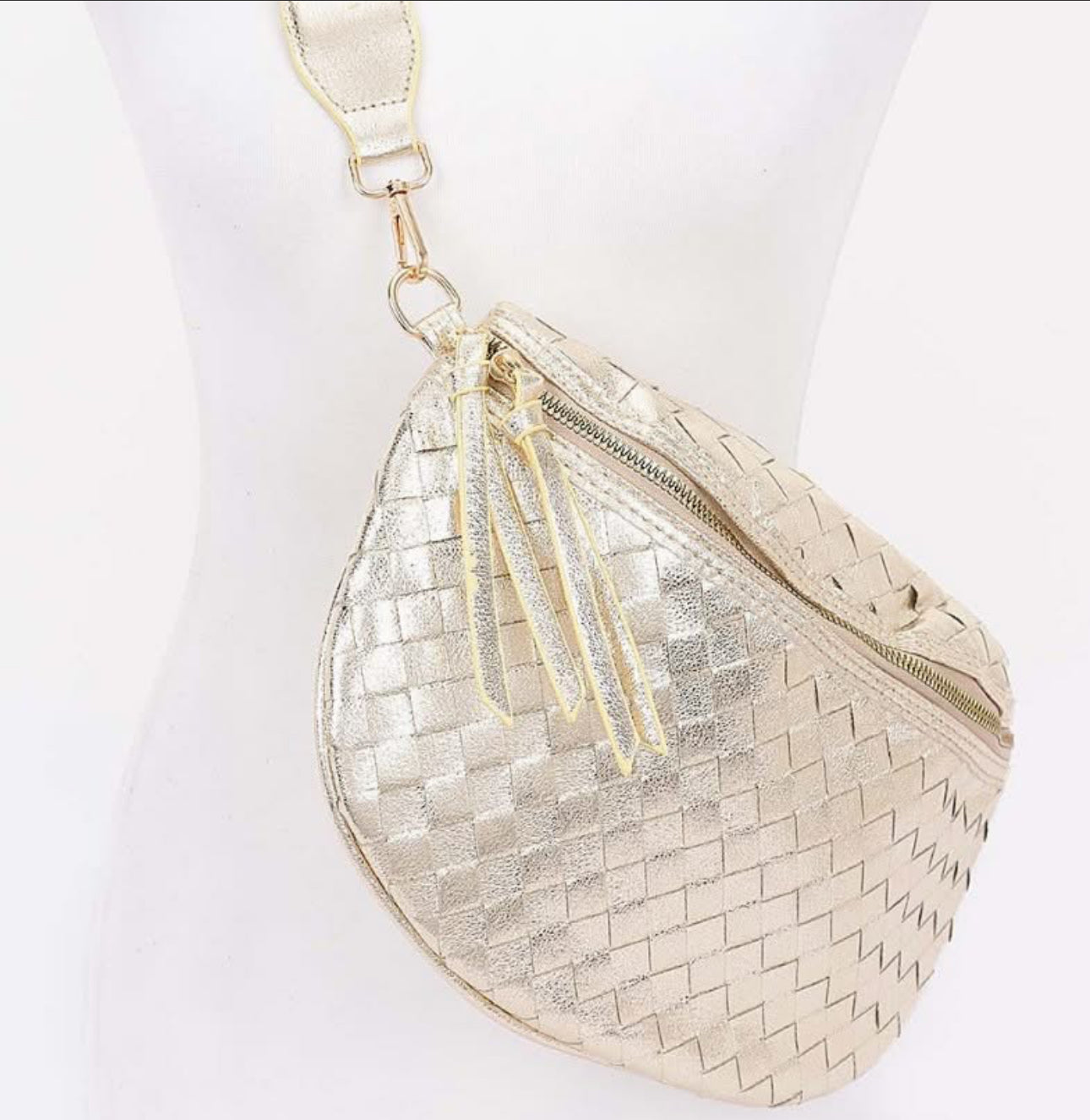 Metallic Gold Woven Crossbody