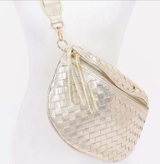 Metallic Gold Woven Crossbody
