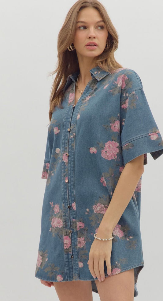 Denim Floral Dress
