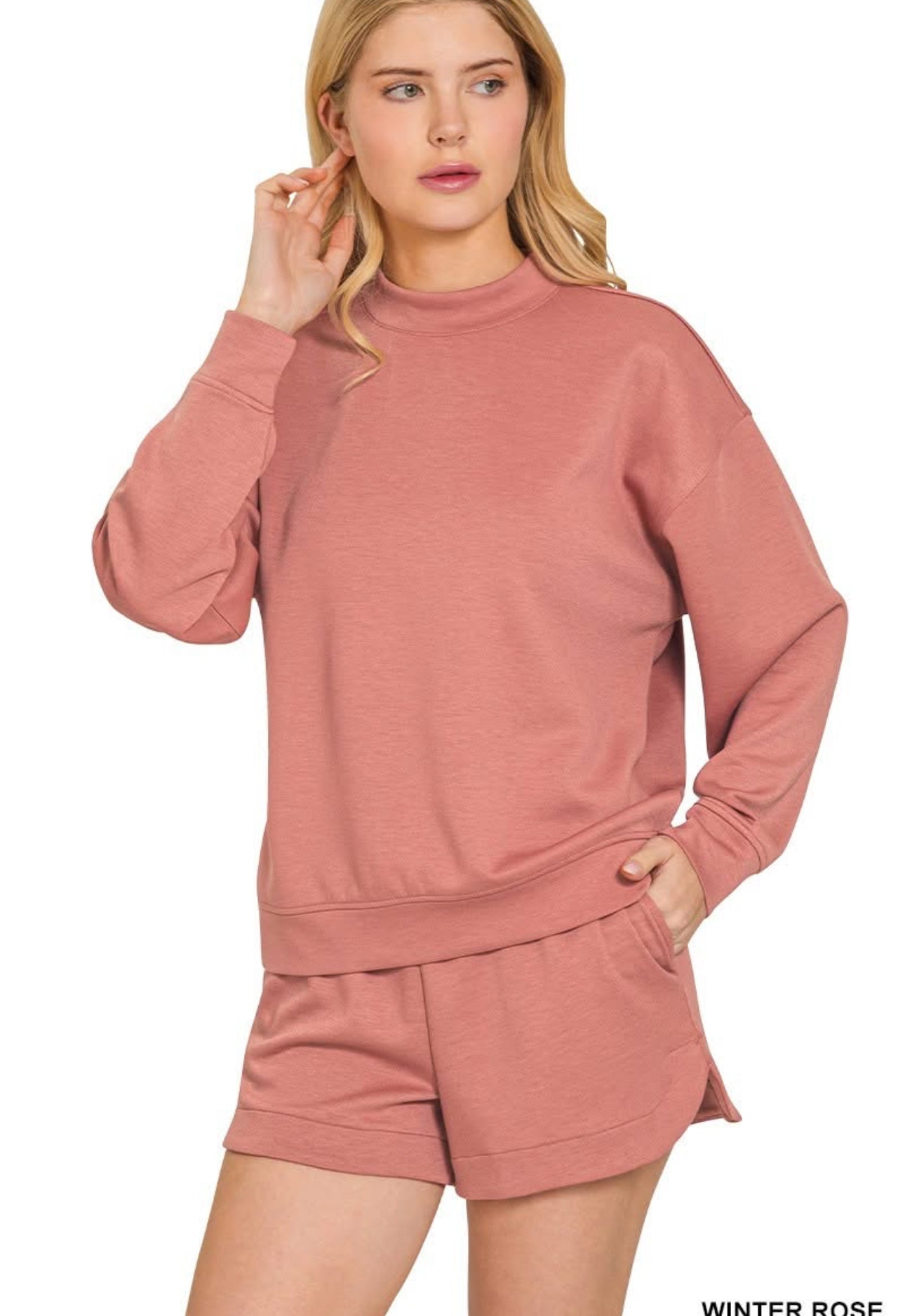 Rose Sweatshirt Short Set