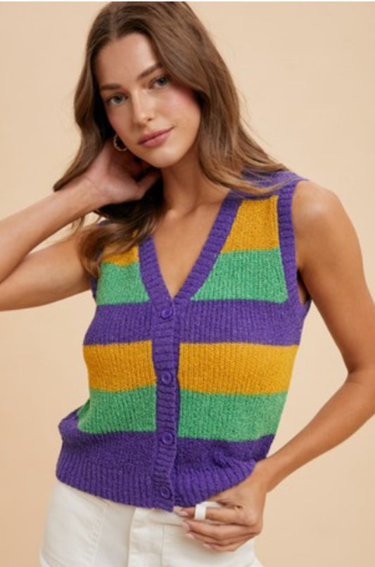 Mardi Gras Sweater Vest