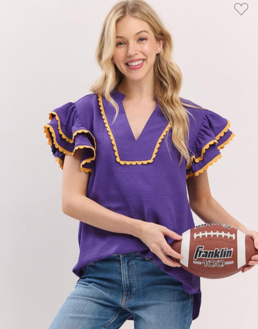 Game Day Scalloped Top