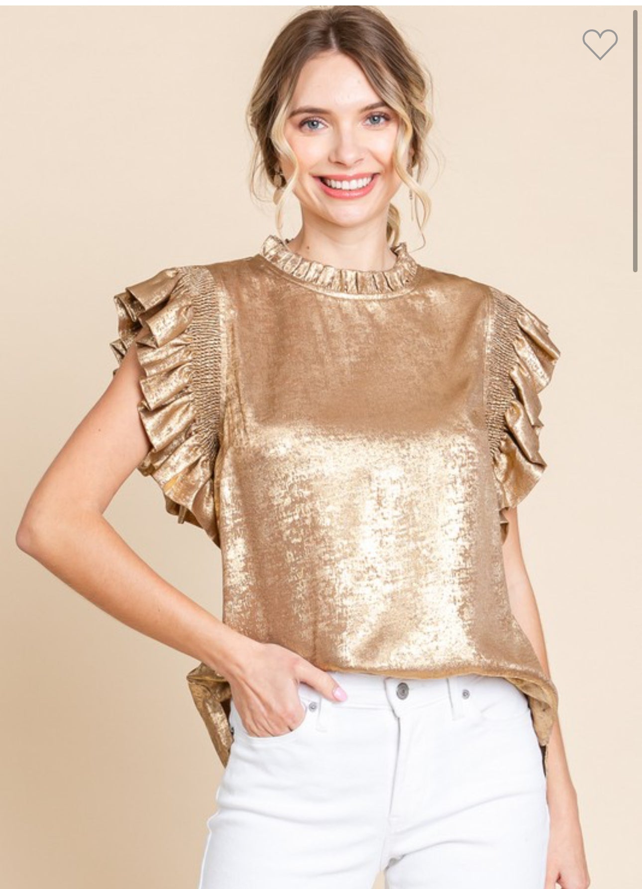 Metallic Frilled Neck Top