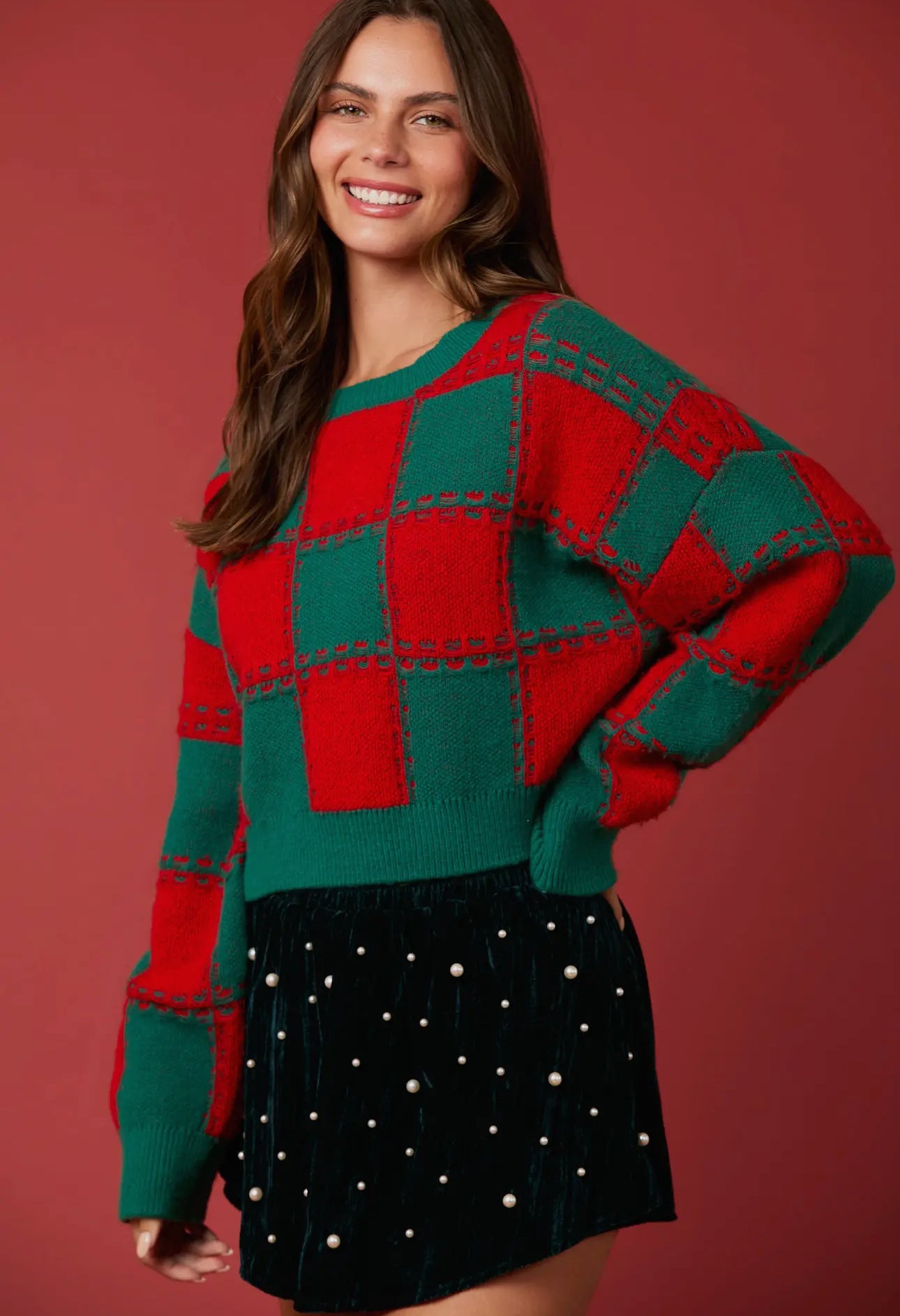 Holiday Checkered Sweater