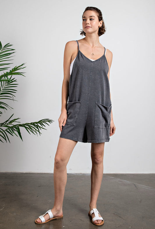 Mineral Washed Casual Romper