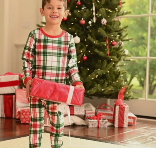 Children’s Christmas Plaid Onsie with Buttflap