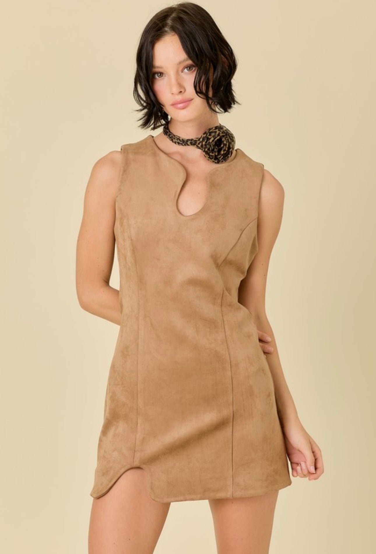 Suede Puzzle Mini Dress