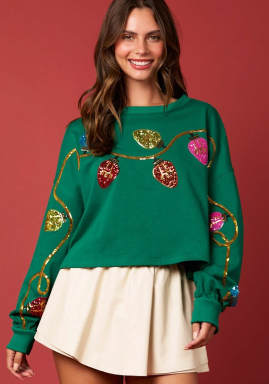 Christmas Light Sequin Sweatshirt