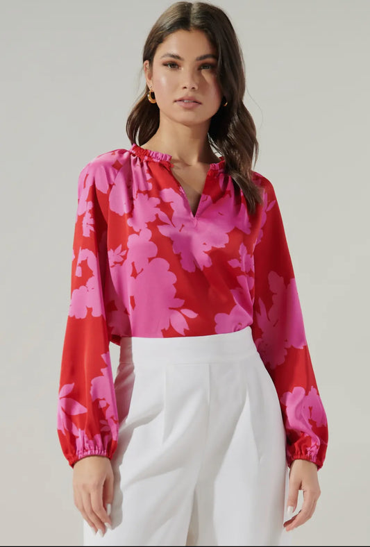 Split Neck Satin Blouse