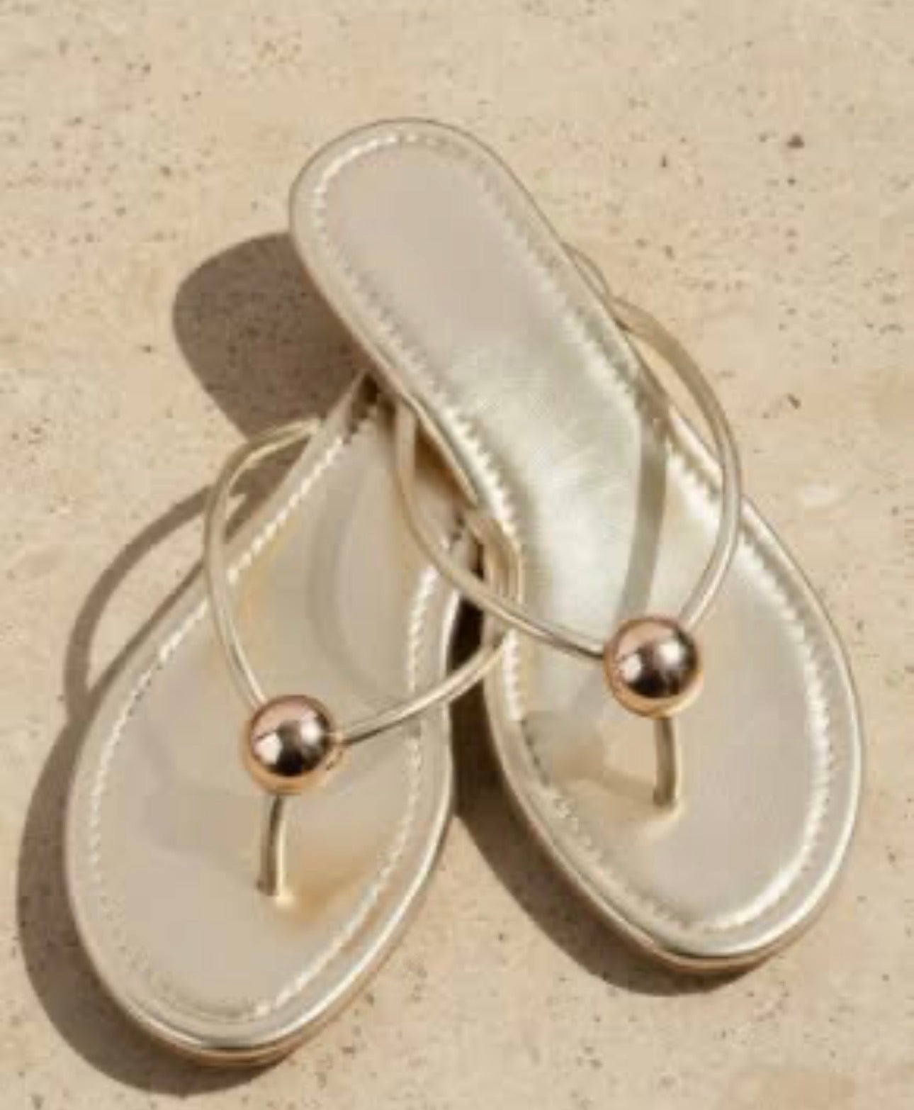 Gold Thong Sandal with Gold ball detail