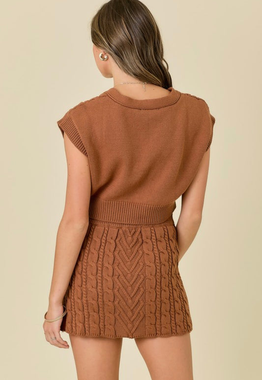 Brown Sweater Skirt Set